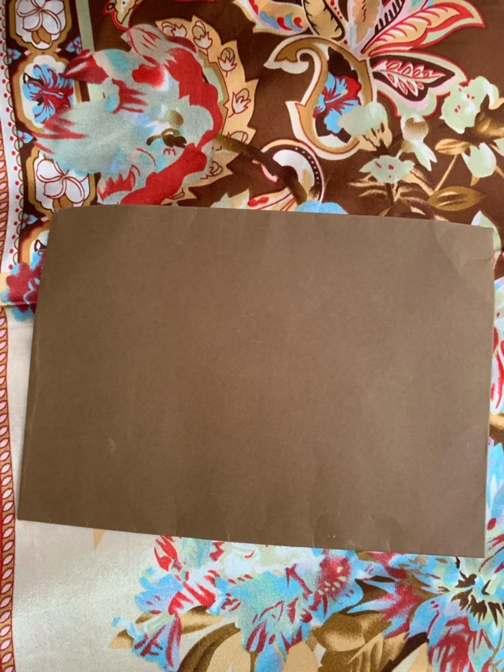 Burberry Brown Floral Paisley Silk Scarf with Blue Accents
